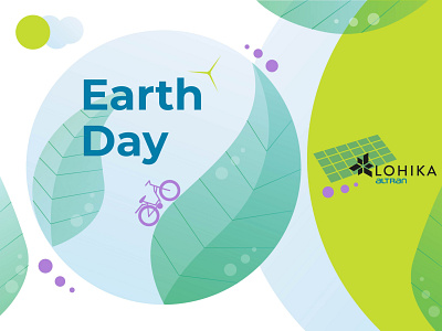 Earth Day Lohika 2020 bike branding concept design earth earthday eco ecological ecology flat illustration simple sun vector windmill