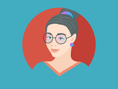 Girl avatar cartoon character cute flat glasses human illustration vector woman