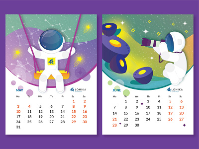 Calendar 2021 2021 adventure calendar cartoon design flat fun illustration illustrations photographer space spaceman star vector