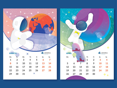 Calendar 2021 Illustration 2021 2021 calendar adventure april calendar cartoon concept design earth flat illustraion illustration march moon planet skateboard space spaceman sport star