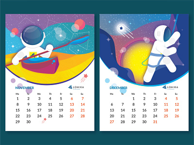 Calendar 2021 2021 calendar cartoon character climbing december design flat illustration november space spaceman star vector
