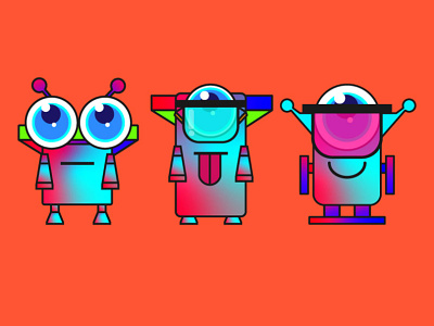 Robots cartoon character design flat illustration robot vector