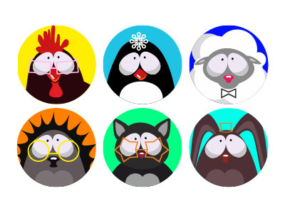 Animal icon set animal cartoon cat characters cock flat hedgehog icon penguin rabbit set ship