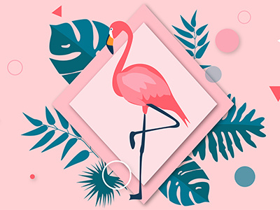 Flamingo character flamingo leaves mood party pink summer summer party tropical