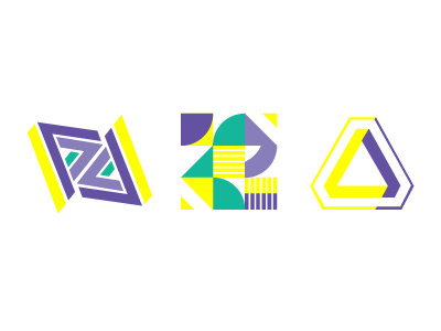 Logo brand branding concept design element flat geometric geometric art green logo shape simple violet yellow kid