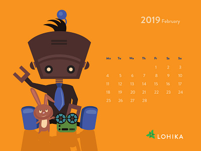 Calendar with rock star robot