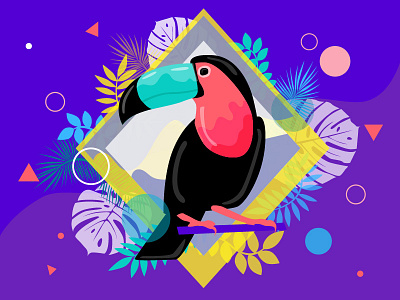 Summer Tropical Mood animal bird colours concept design flat illustration pelican simple summer trendy tropic tropical vector