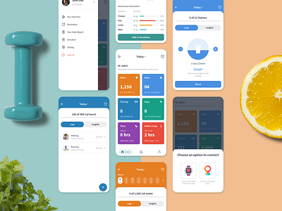 Fitness App android design fitness app food health tracking ui ux wireframes yoga