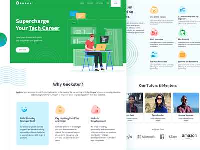 Geekster Landing Page design elearning courses home page illustration landingpage uiux