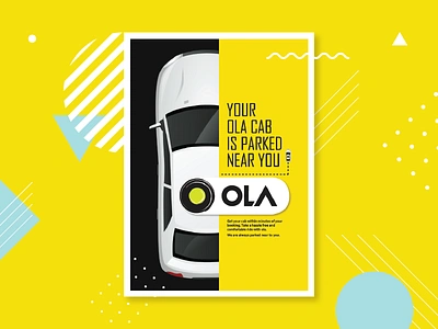 OLA Poster cab cars colours design flat graphic ola poster vector yellow