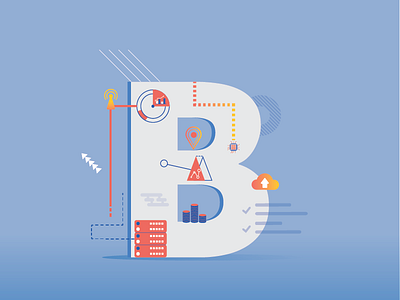 B For Big Data Analysis 36daysoftype art big data design graphic illustration science ui vector