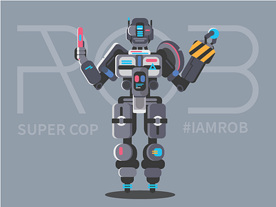 Rob the cop art artificial character cop cyborg design flat graphic illustration police robot tech vector