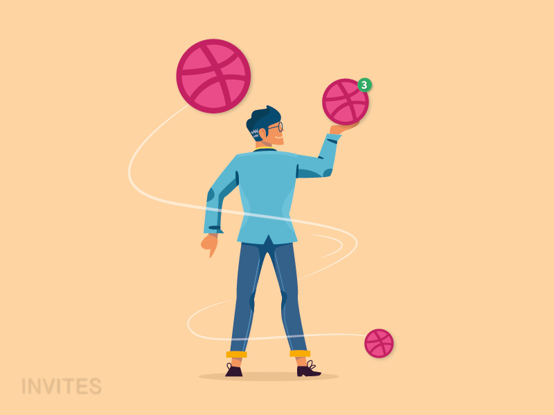 3 x Invites character art graphic vector design illustration character draft invite invitation giveaway dribble