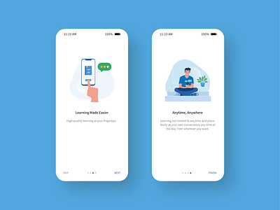 On Boarding Screens for E-Learning App Part 1 android app design education graphic identity illustration learning mobile app onboarding screens ui ux walkthrough