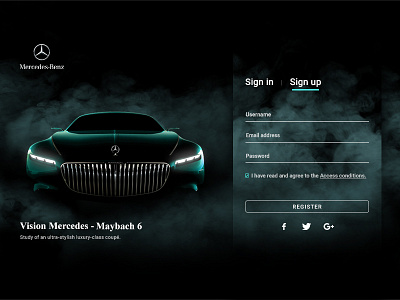 Sign up page - Daily UI #001 - Mercedes Benz app branding clean design flat lettering minimal mobile type typography ui ux web website