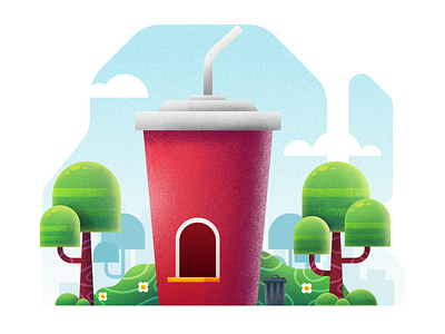 Drink shop affinity designer building colorful concept creative design drink fancy flat flat design flat illustration food and beverage illustration illustrator shop tree vector