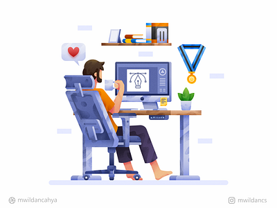 Graphic Designer life - Work From Home affinity designer corona flat illustration freelancer freelancer life graphic designer illustration illustrator madeinaffinity remote work vector vector illustration work from home