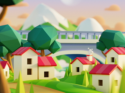 3D illustration - Town Bridge