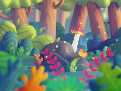 3D Sword in The Stone 3d 3d illustration blender blender 3d concept concept art cycles eevee excalibur forest illustration landscape low poly scenery sword sword in the stone weapon