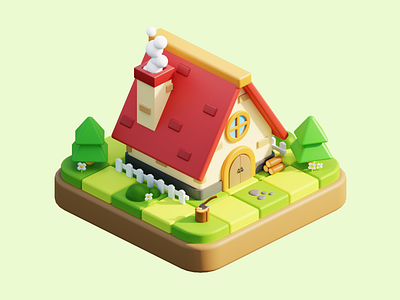 3D Isometric House Game Asset