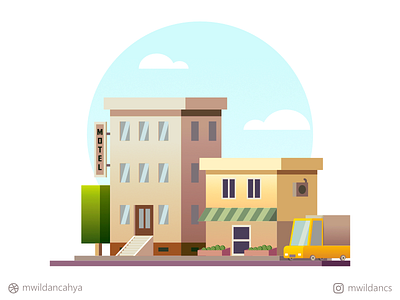 Motel Near Grocery Shop affinity designer artwork building concept creative design flat flat illustration illustration illustrator madeinaffinity vector vector art vector illustration vector inspiration