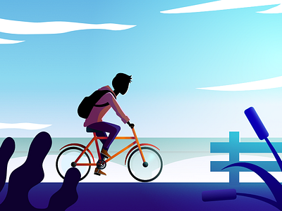 Go To School by Bike affinity designer artwork concept creative design flat flat design flat illustration gradient illustration illustrator madeinaffinity morning sky vector vector art vector illustration vector inspiration