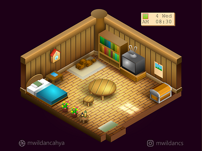 Isometric Harvest Moon BTN room