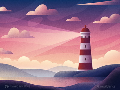 Sunset Lighthouse affinity designer design flat flat design flat illustration illustration illustrator lighthouse sunset vector vector illustration