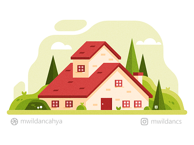 House beside the hill affinity designer building concept design flat illustration hill house illustration illustrator landscape vector vector illustration