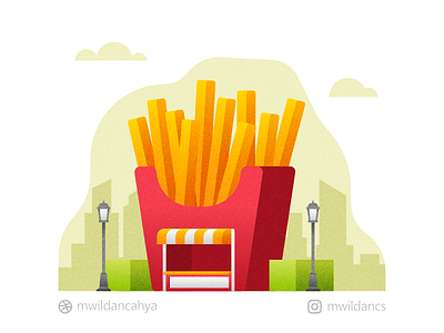Fries Shop burger creative fast food flat flat illustration french fries fries illustration illustrator lunch madeinaffinity restaurant vector vector illustration