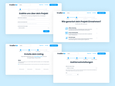 Traderoo (Steps for create project) dailyui design e commerce marketplace online project service steps ui ux web development