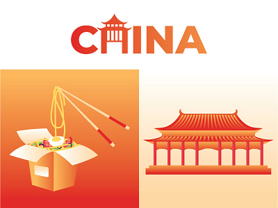 China asia building china design food illustration logo masterpiece noodle traditional travel vector