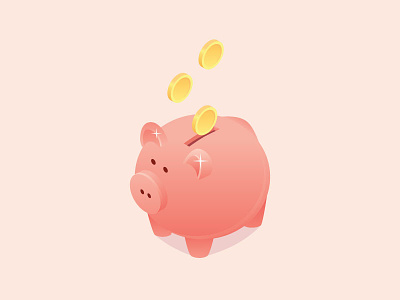 Piggy bank bank coral illustration isometric isometry moneybox pig piggy piggy bank pink