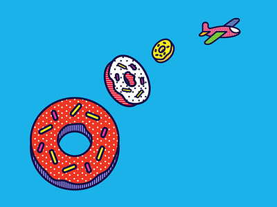 Donuts pop art colorful dinner donuts flat food illustration lunch plane pop art