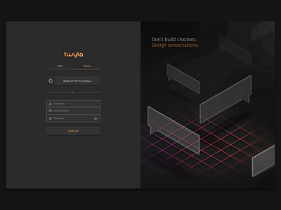 Chatbot Designer Login ai artificial intelligence chatbot darkmode grid illustration isometric login simple ui