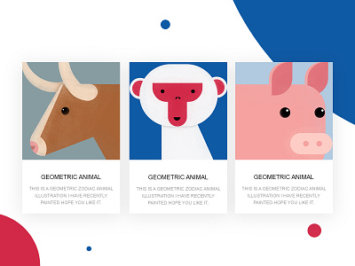 Geometric animal cattle monkey pig 动物插图 插图