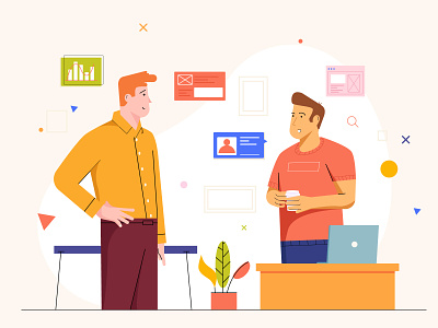 Conversation chat business meetings character illustration conversation chat office 插图 设计