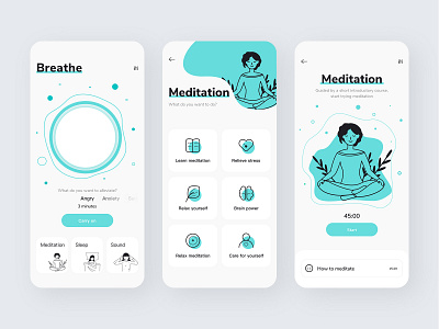 Meditation App branding design illustration meditation meditation app sleep ui