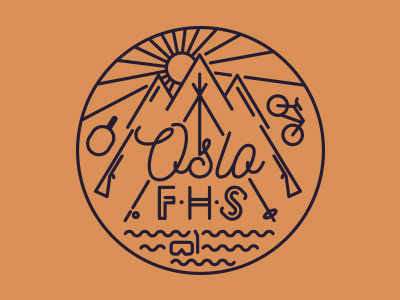 Oslo FHS bicycle diving emblem fishing hike hunting illustration logo ski