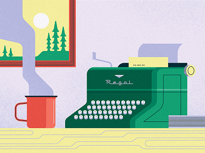 Page One coffee typewriter vector window writing