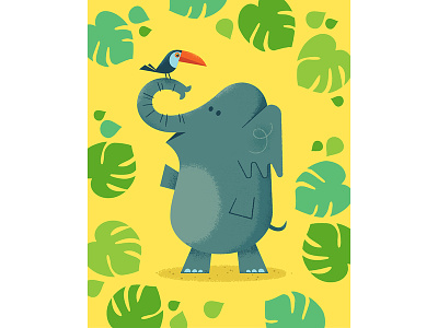 Friends bird character children elephant jungle toucan tropical