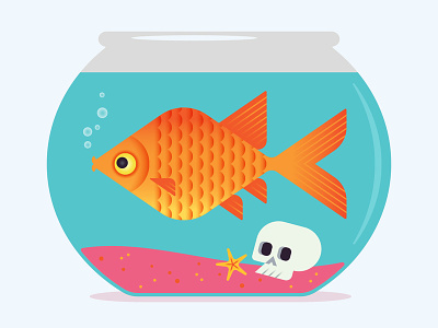 Goldy cute fish pet skull vector