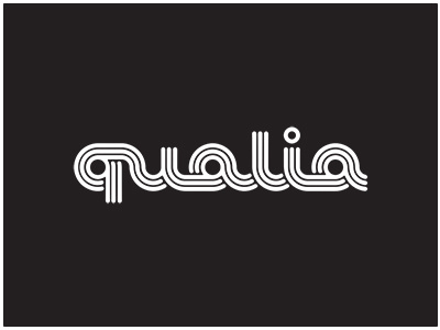 qualia 60s 70s black custom lettering logo logotype mono old qualia retro stripes type white