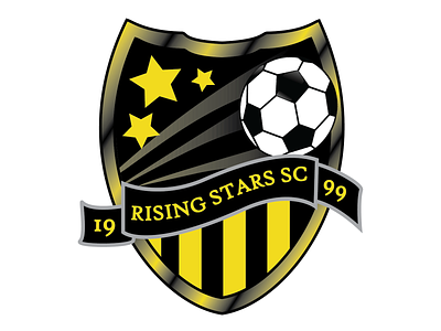 Rising Stars Soccer Club Logo black branding gold graphic design logo re design soccer sports vector