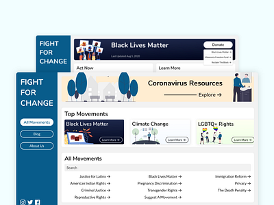 Fight For Change Website Design design flat ui ux web xd