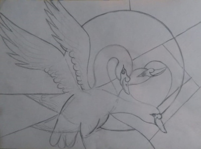Creative Swan art design sketch