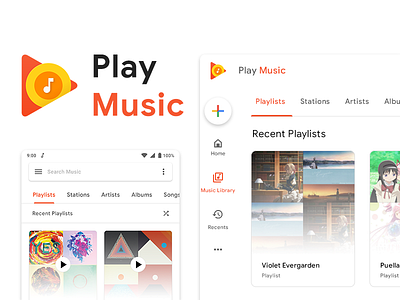 Google Play Music Redesign android design material design material design 2.0 music redesign refresh ui ux web