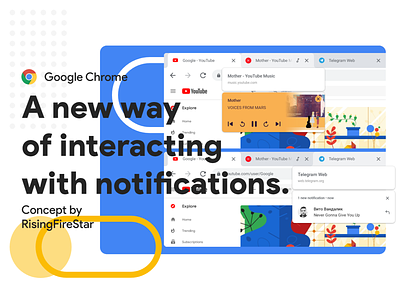 Google Chrome - A new way of interacting with notifications. adobexd chrome concept design google material ux
