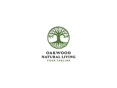 Oakwood Natural Living agriculture available circle emblem enviromental logo nature oak sale tree tree of life vector vintage