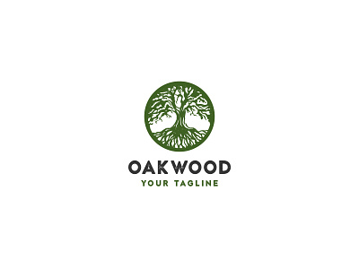 Oakwood available circle classic emblem emblems handmade merchandise oak oak tree oakland sale tree tree logo vintage wood